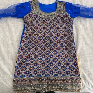 Embellished Blue and Gold Pakistani / Indian Dress